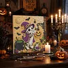 Kit de peinture de perles maison pour chaton d&rsquo;Halloween avec cadre 20x20 cm