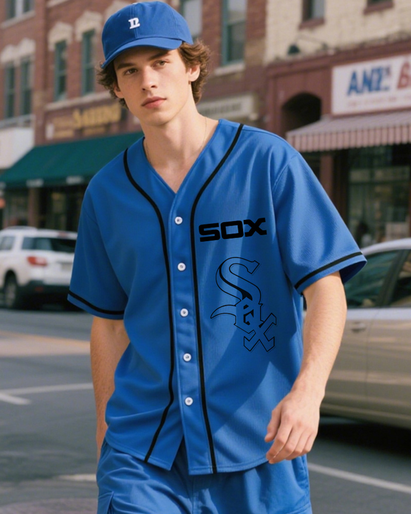 MLB Logo Chicago White Sox Blanc Printed Jersey
