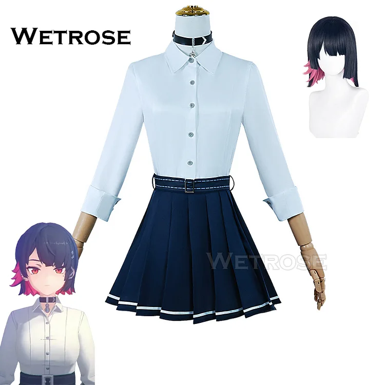 【Wetrose】Ellen Joe JK Shirt Zenless Zon Zero ZZZ Cosplay Costume School Uniform Seifuku Shark Tail Wig Full Set