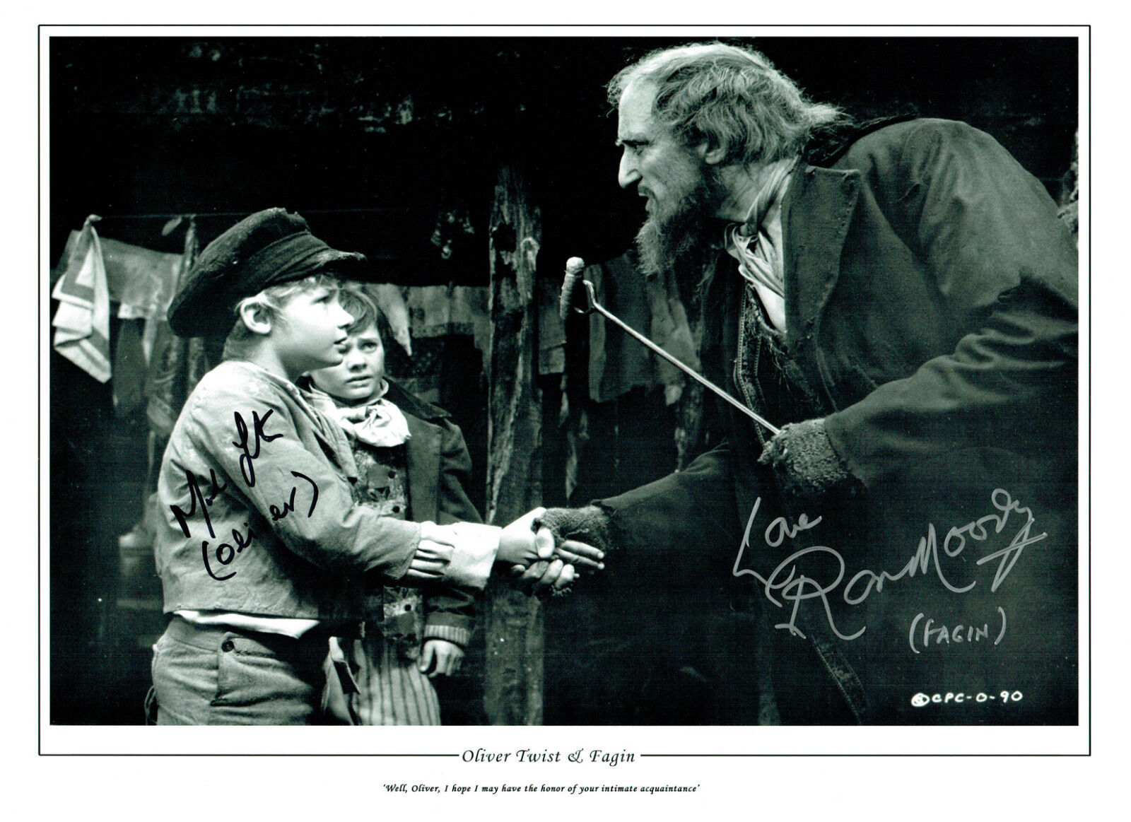 Mark LESTER & Ron MOODY SIGNED Autograph Oliver Fagan 16x12 Photo Poster painting AFTAL RD COA