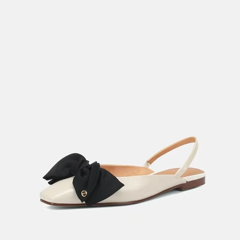 Yyvonne Yyvonne Knot Red Baotou Sandals Female Summer New Square Head Temperament Low Heel Single Shoes Female After Empty Shoes Niche Flat Shoes