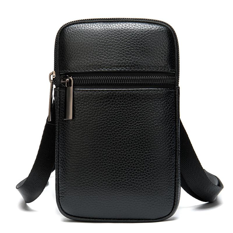 Men's Soft Leather Crossbody Bag Mini Shoulder Bag Waist Bag