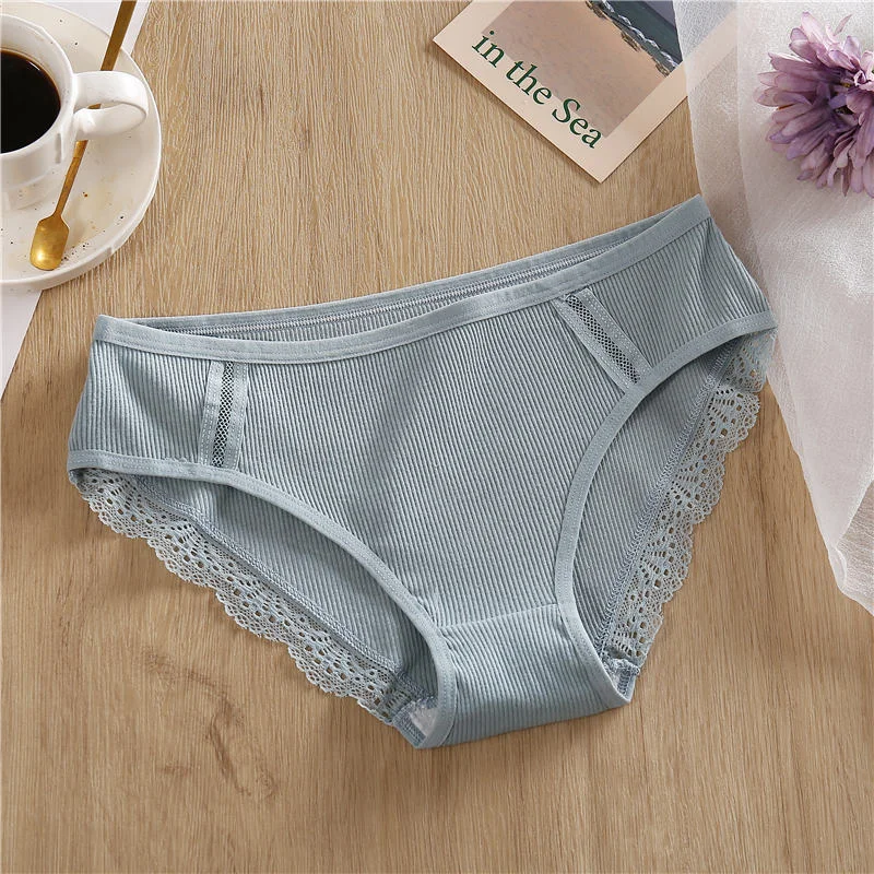 Cotton Panties Female Underpants Sexy Women Underwear Soft Lingerie Lace Briefs for Woman Cotton Solid Color Pantys Side Mesh