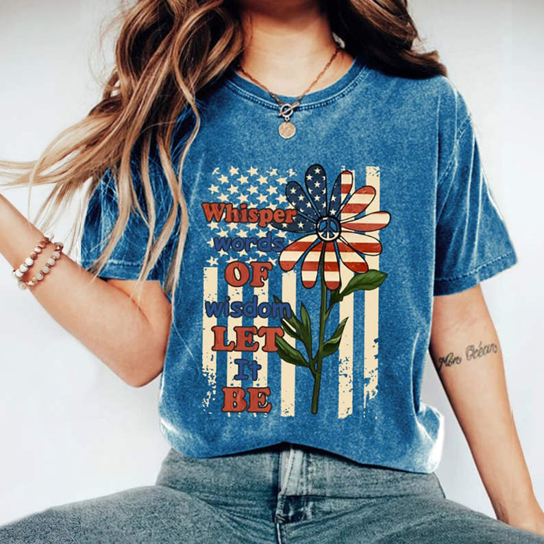 Comstylish Whisper Words Of Wisdom Let It Be Print Casual T-Shirt