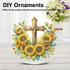 2D-Flachkreuz und Sonnenblumen-DIY-Acryl-Diamantmaler-Ornament-Set, Wohnheimdekoration