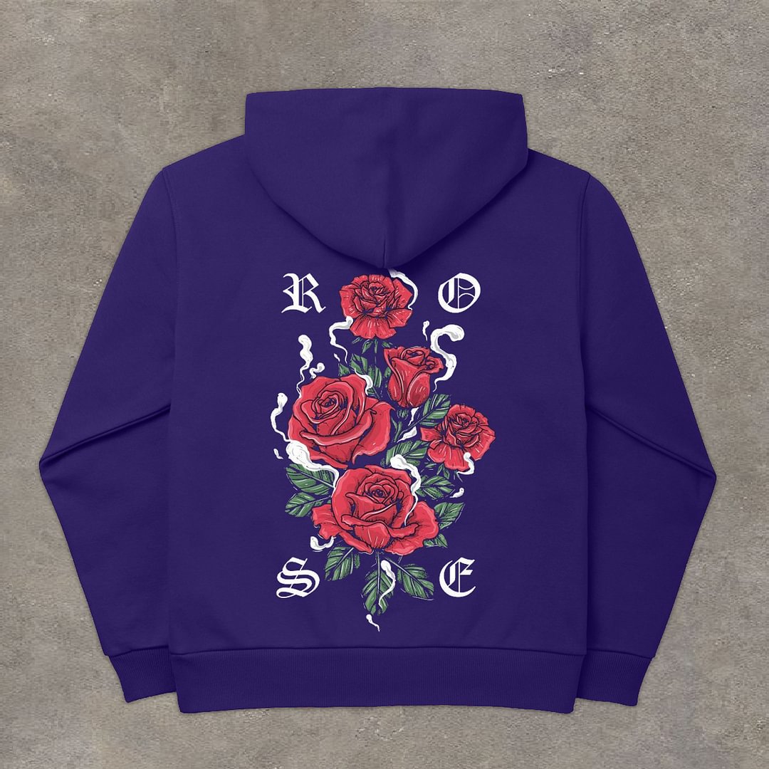 rose flower fashion retro street hoodies
