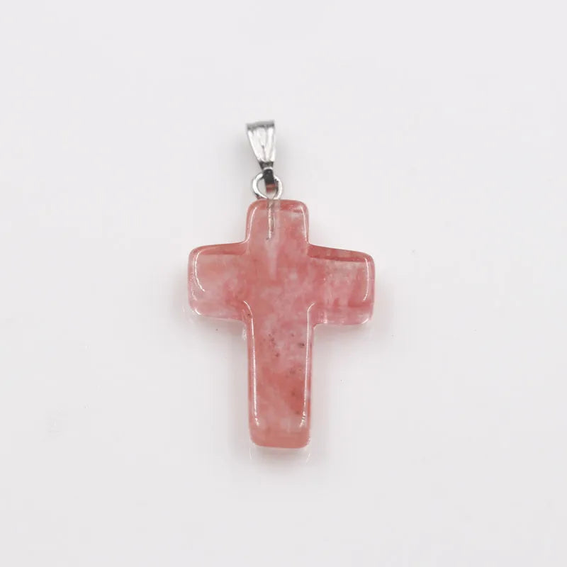 1 Piece 2.5*1.8cm Natural Stone Cross Pendant