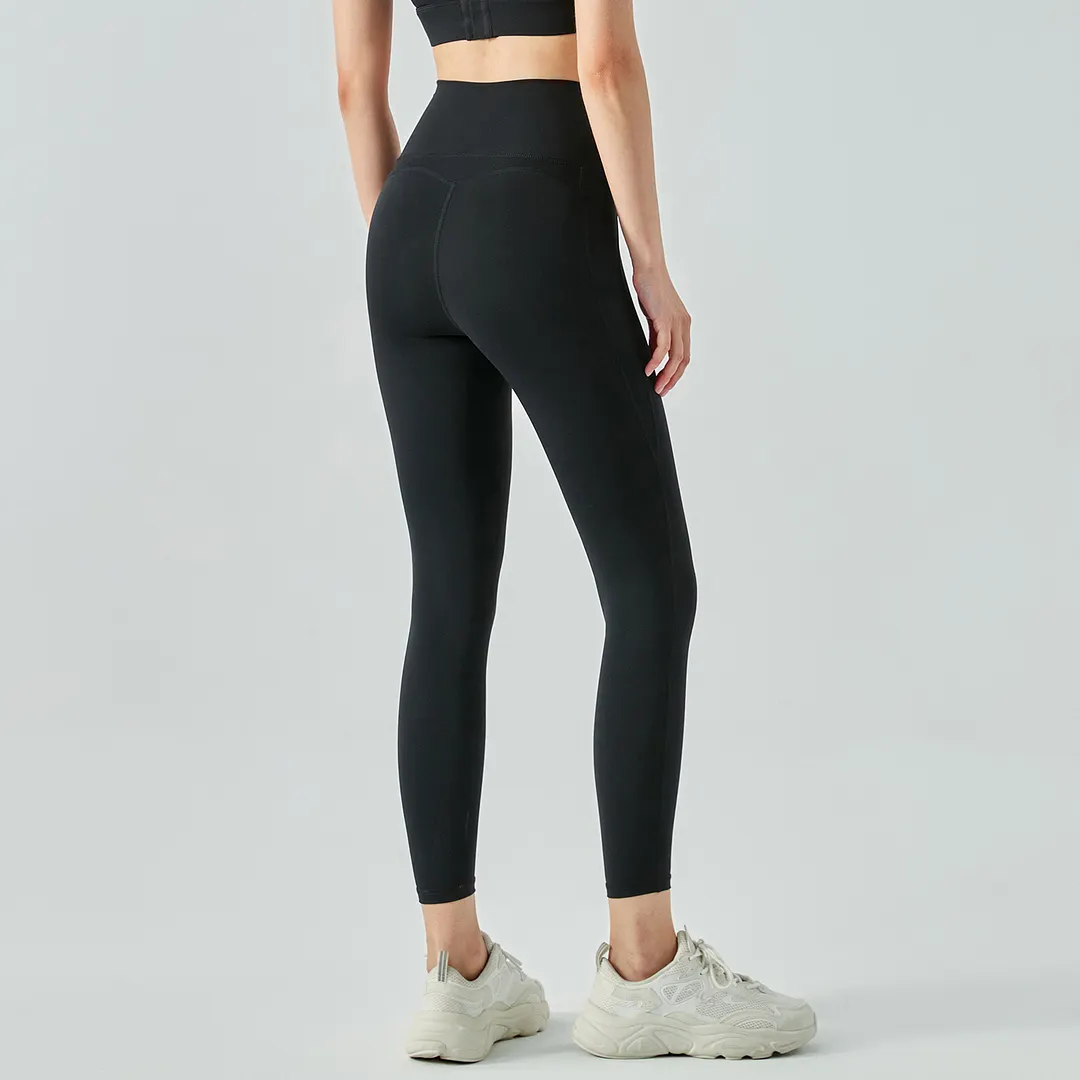 Buy Hergymclothing Black women's high rise breathable moisture wicking spandex eco friendly workout yoga pants sports leggings at an affordable price