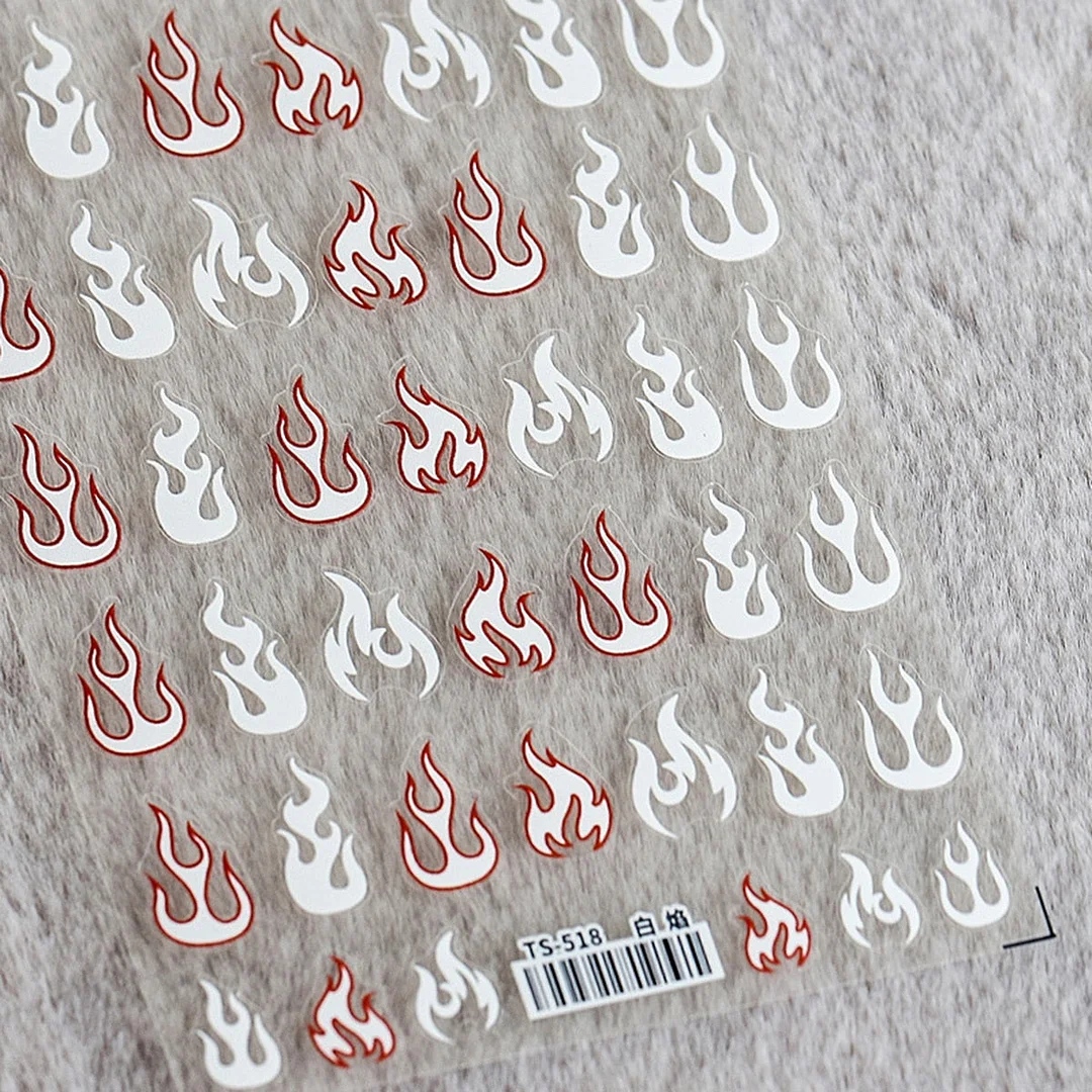 1PC Flame Simple 3D Nail Stickers Gradient Honeycomb Geometric Transfer Water Sliders Manicures Decoration Japanese Design Decal-Nail Inspo