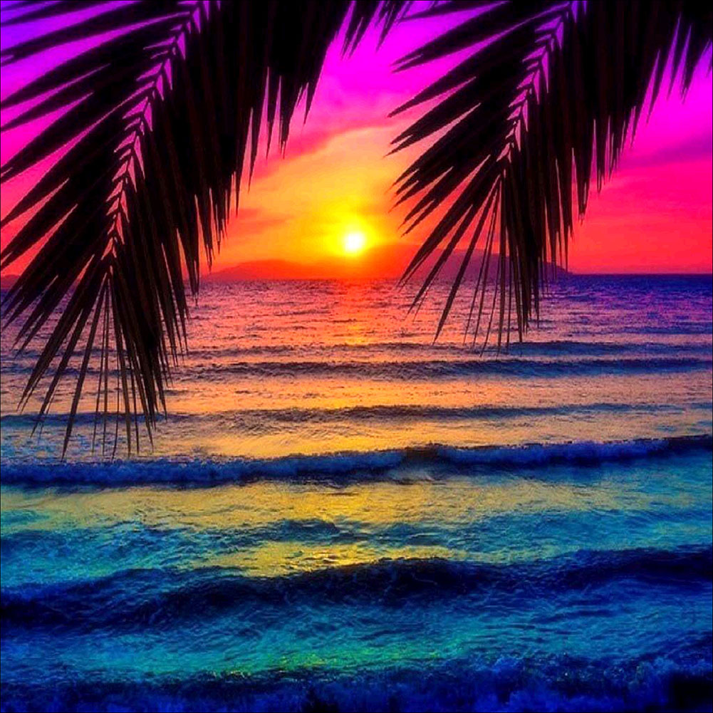 

30*30CM - Round Drill Diamond Painting - Coconut Sunset, 501 Original