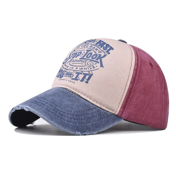 Washed Fabric Letter Print Baseball Caps Men Women Outdoor Travel Peaked Hat Color Matching Summer Anti-Sun Gorras Trucker Cap