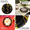 10 Pack | Marble Disposable 13" Charger Plates, Cardboard Serving Tray, Round with Leathery Texture - Black/Gold - 1100 GSM