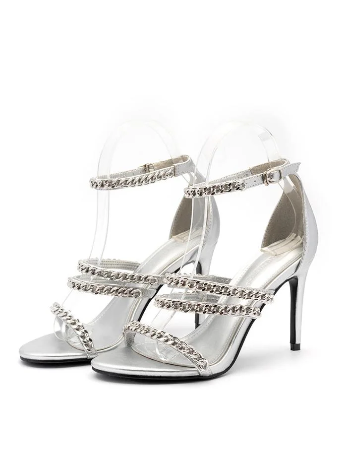Sexy metal strappy high heel stiletto sandals