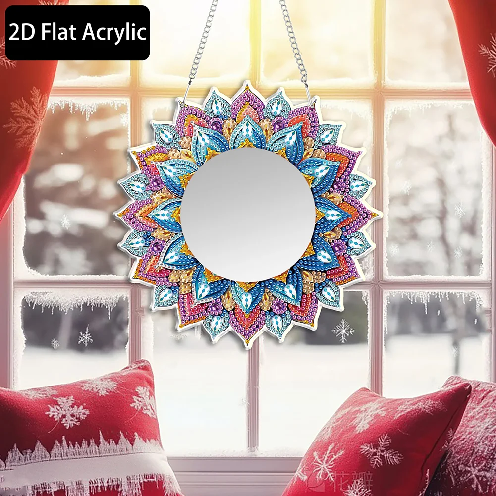 Mandala DIY Diamond Painting Mirror Kit Diamond Art Makeup Mirror for Beginners