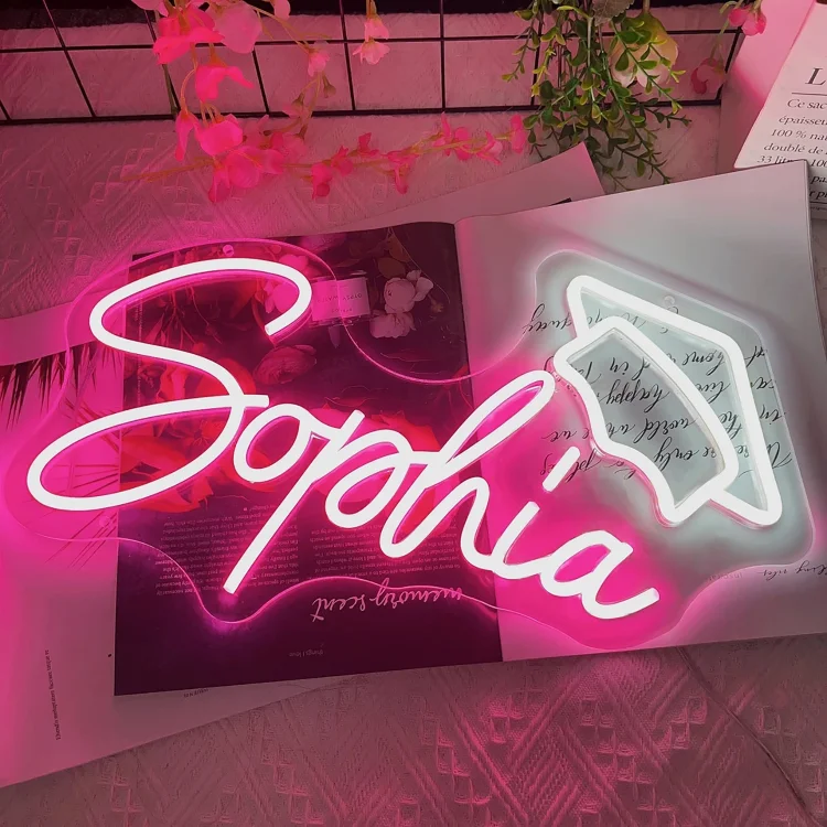 Blanketcute-Personalized 100% Handmade Graduation LED Neon Sign with Your Kid's Name