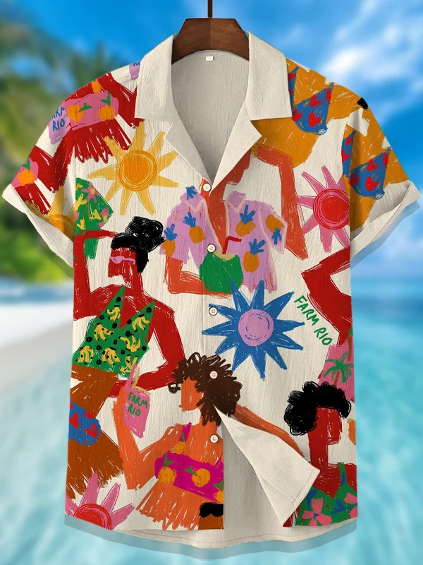Men's Vacation Style Graffiti Art Print Short Sleeve Shirt