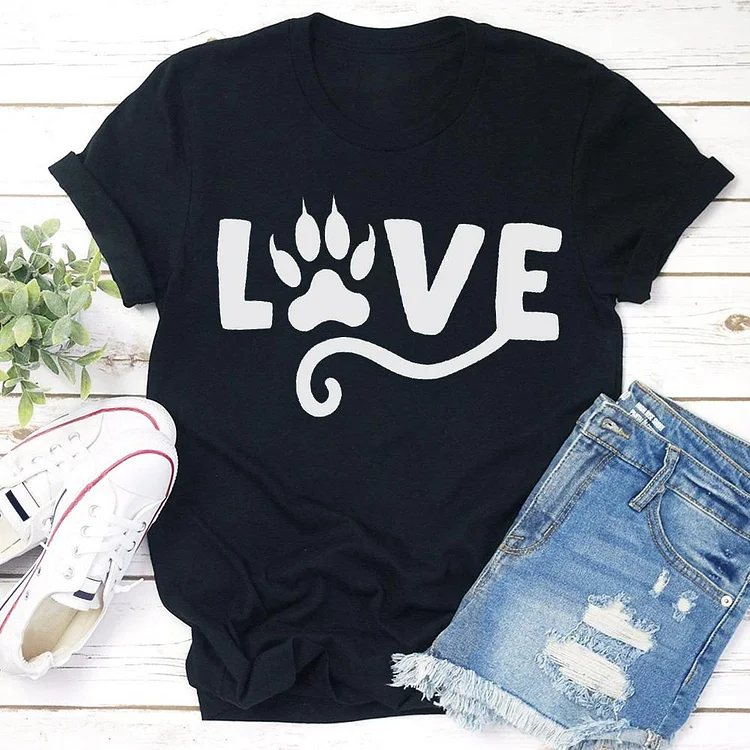 LOVE Cat paw  T-shirt Tee -01484-Annaletters