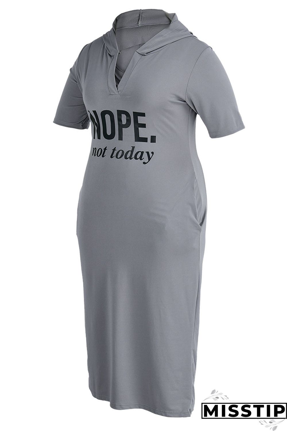 Black Casual Print Ripped Patchwork Hooded Collar Straight Plus Size Dresses