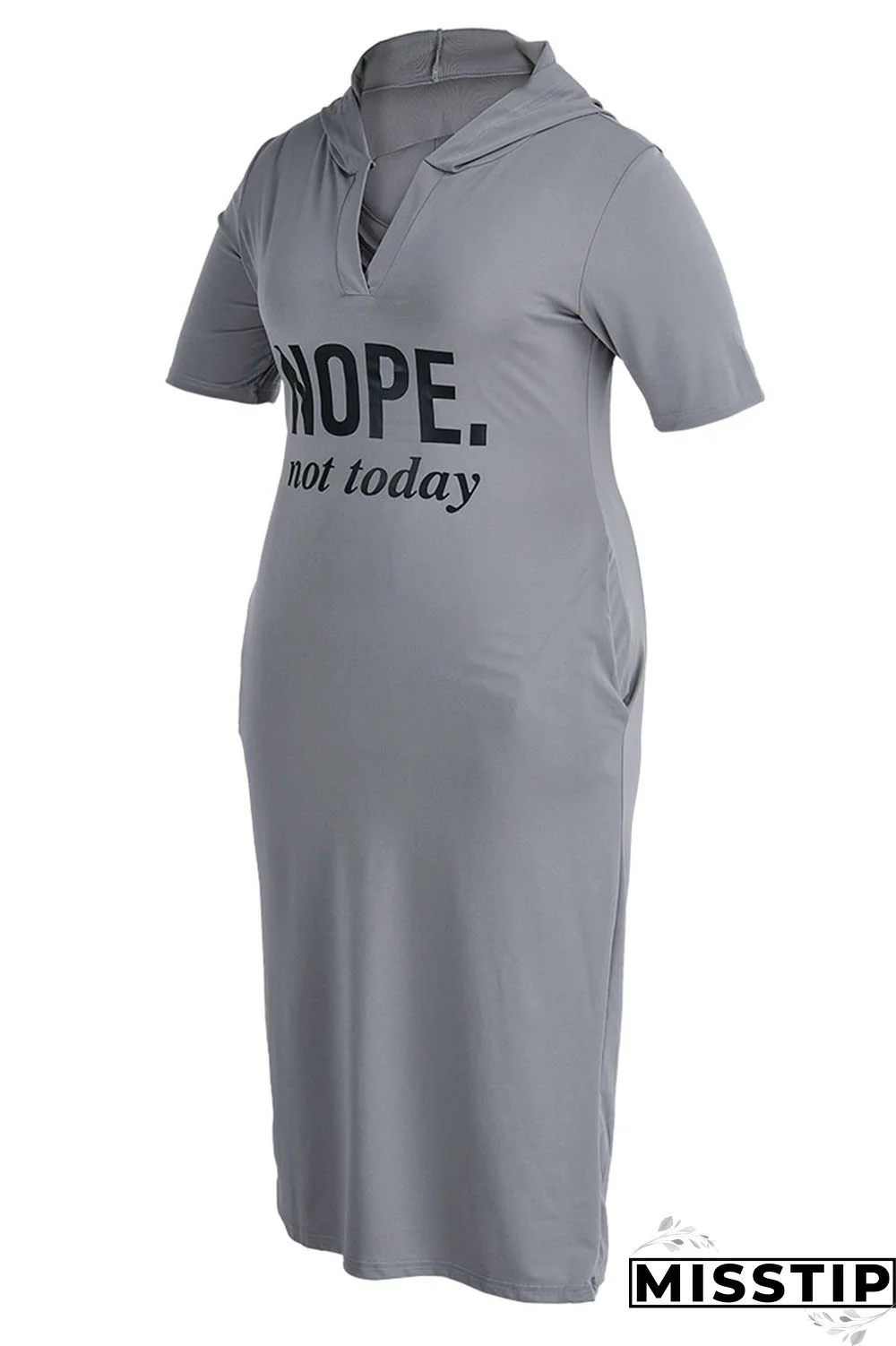 Black Casual Print Ripped Patchwork Hooded Collar Straight Plus Size Dresses