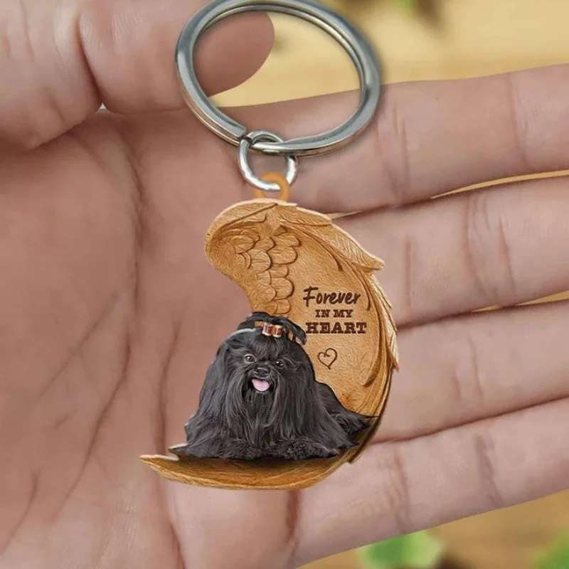 VigorDaily Black Shih Tzu Forever In My Heart Acrylic Keychain FK056