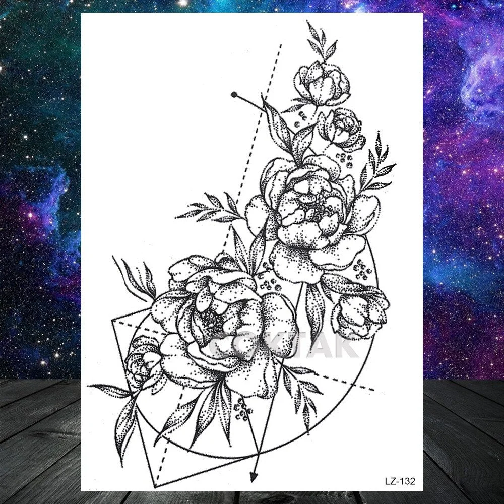 COKTAK Sexy Watercolor Lavender SweetPeas Flower Blossom Temporary Tattoos Sticker Fake Tattoo For Women Girl Art Daisy Tatoos