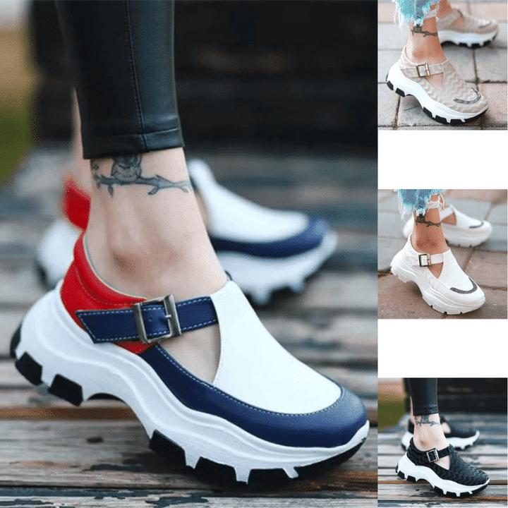 2022 Women  Solid Color Platform Thick Bottom Breathable Vulcanized Casual Sports Shoes