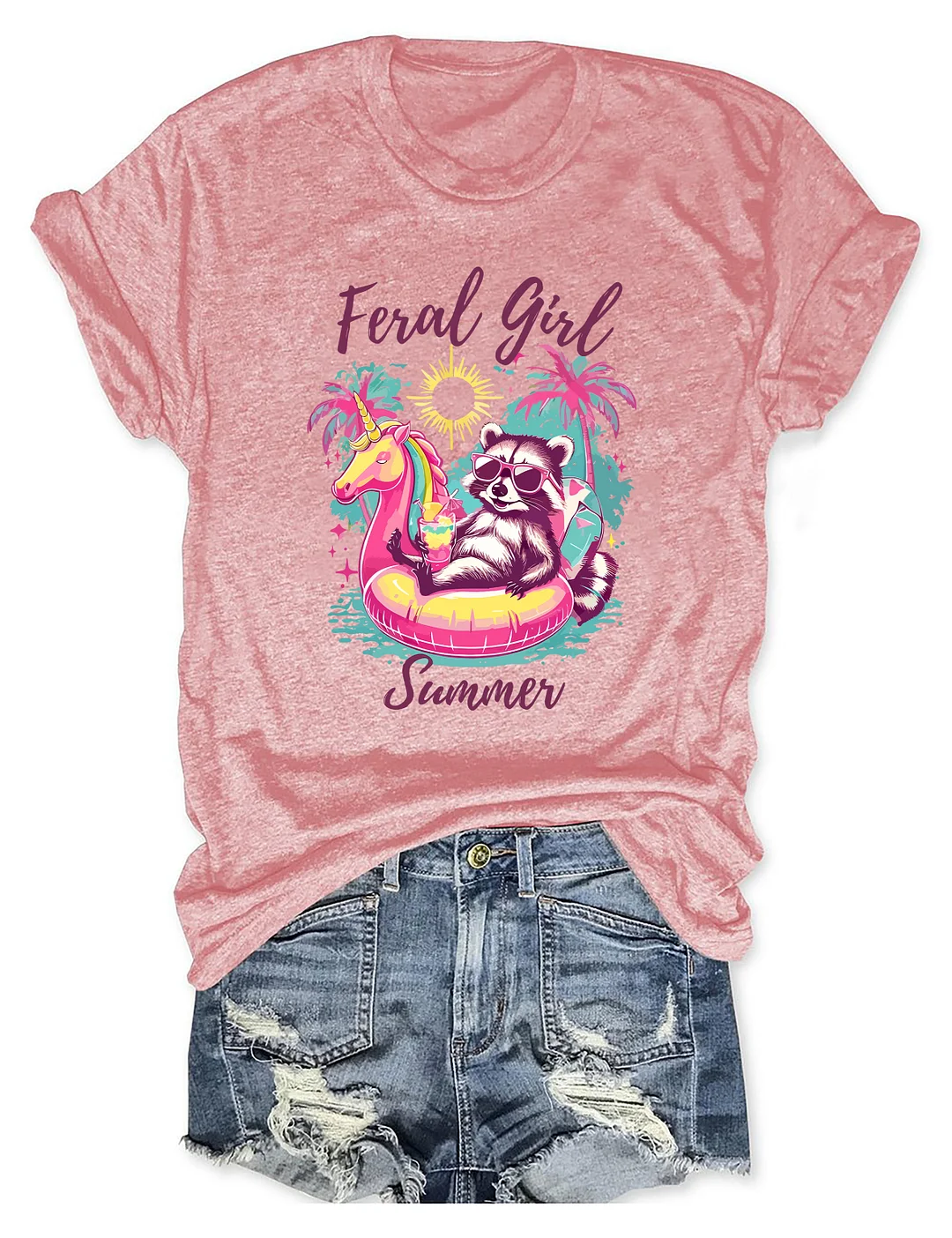 Feral Girl Summer Raccoon T-shirt
