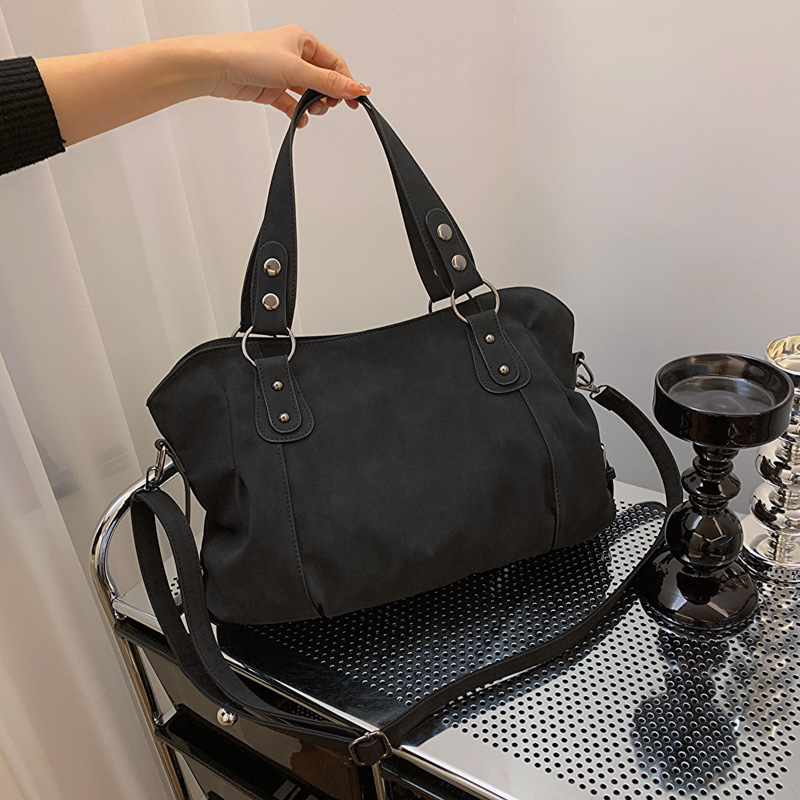 Mature Women Handbag All-match Messenger Bag Frosted Solid Color Shoulder Bag