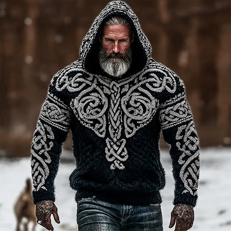 Viking Mythology Totem Art Men's Hooded Sweater