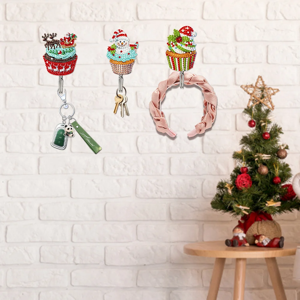 6Pcs DIY Christmas Cake Diamond Painting Hooks Christmas Diamond Art Wall Hooks