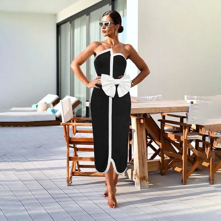 Off Shoulder Bow Tie One Piece Swimsuit and Skirt Flaxmaker