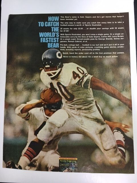 Gale Sayers HOFer Chicago Bears Signed 8x10 Magazine Photo Poster painting1960s JSA Precertified