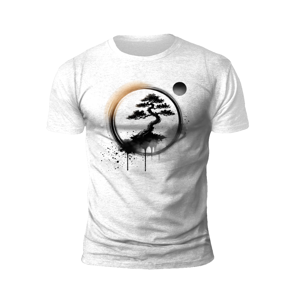 Ink Wash Serenity: Bonsai Tree T-Shirt