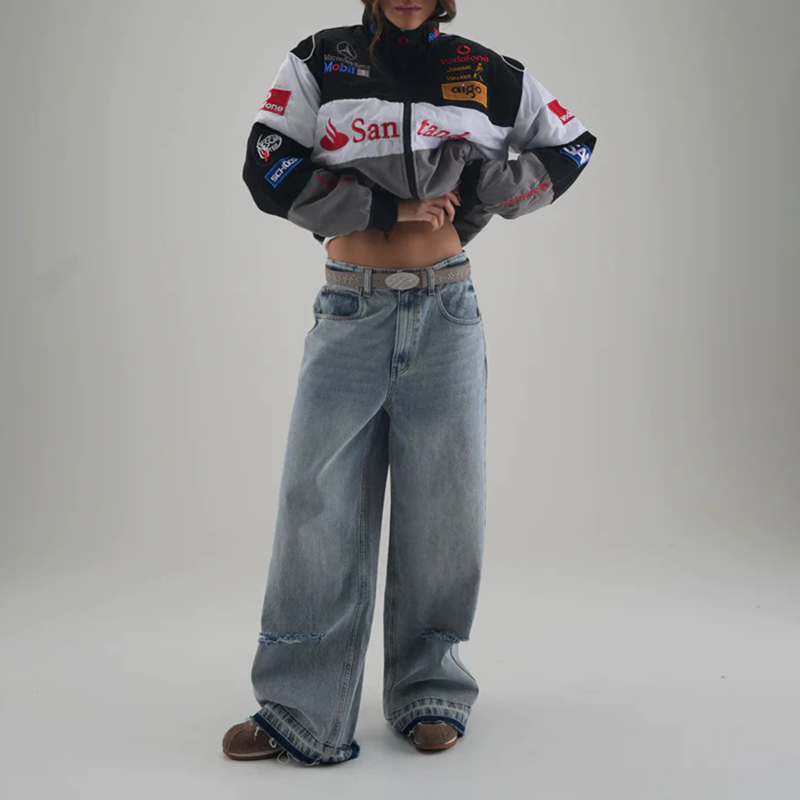 Unisex Racing Style Street Fashion Loose Racing Casual Print Jacket