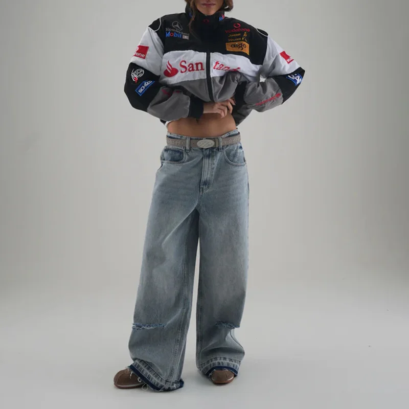 Unisex Racing Style Street Fashion Loose Racing Casual Print Jacket