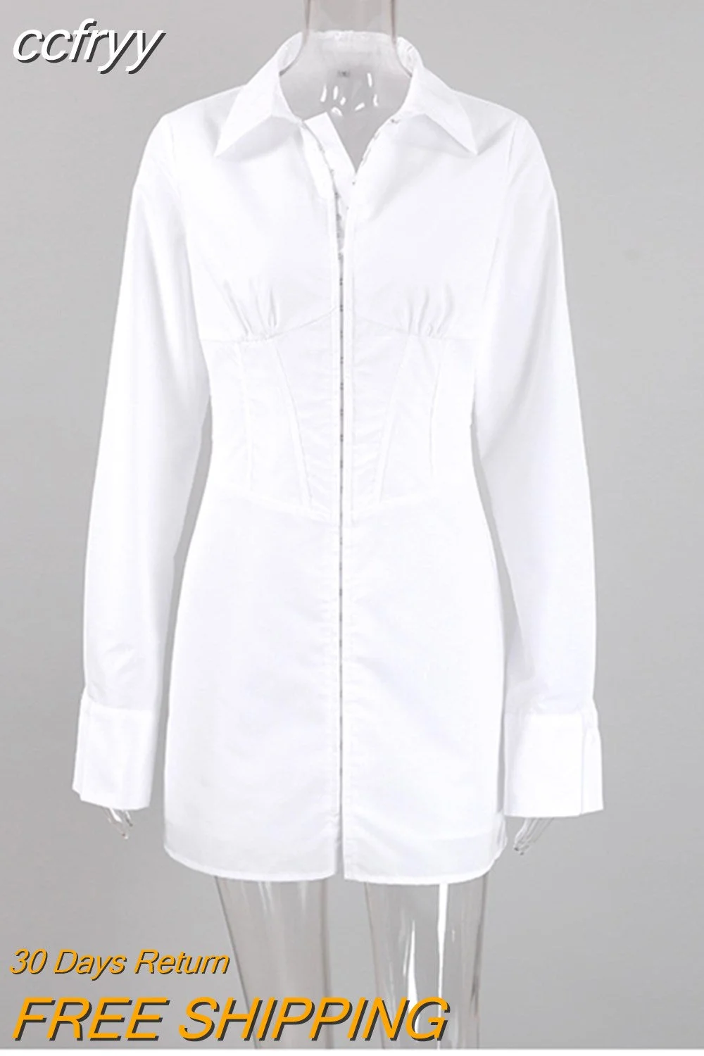 Huibahe 2023 Spring Office Lady Long Sleeve Women Shirt Dress Korea Style Bodycone White Button Up Work Woman Mini Dresses