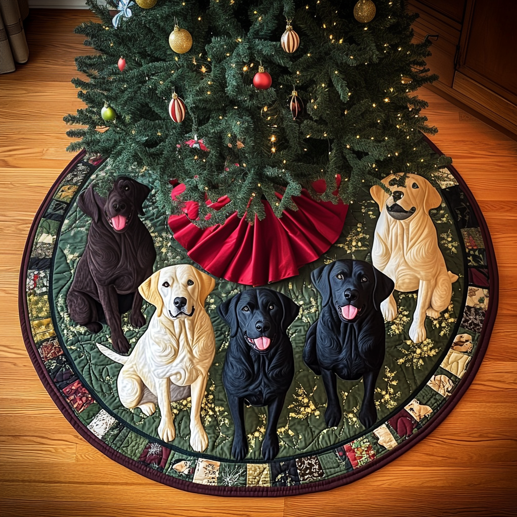 Labrador Holiday Charm Christmas Quilted Tree Skirt NCU0DV1794
