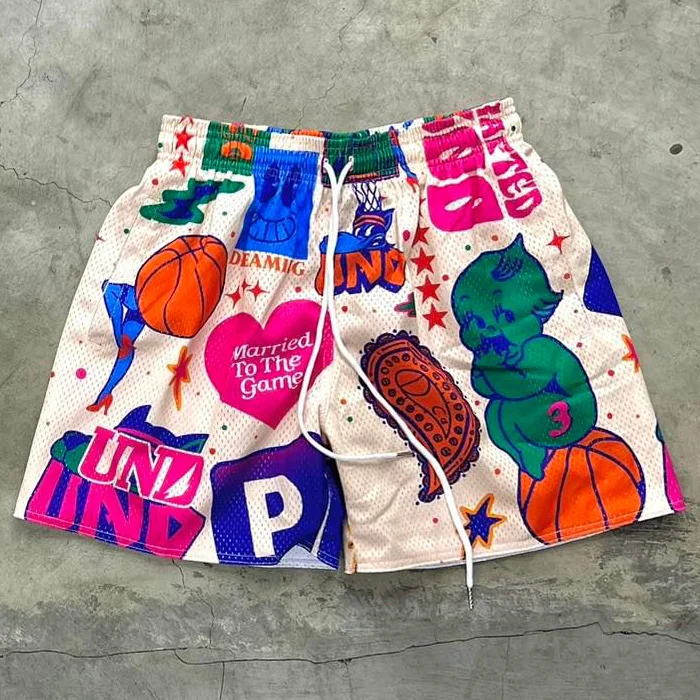 Casual Street Sports Print Mesh Shorts