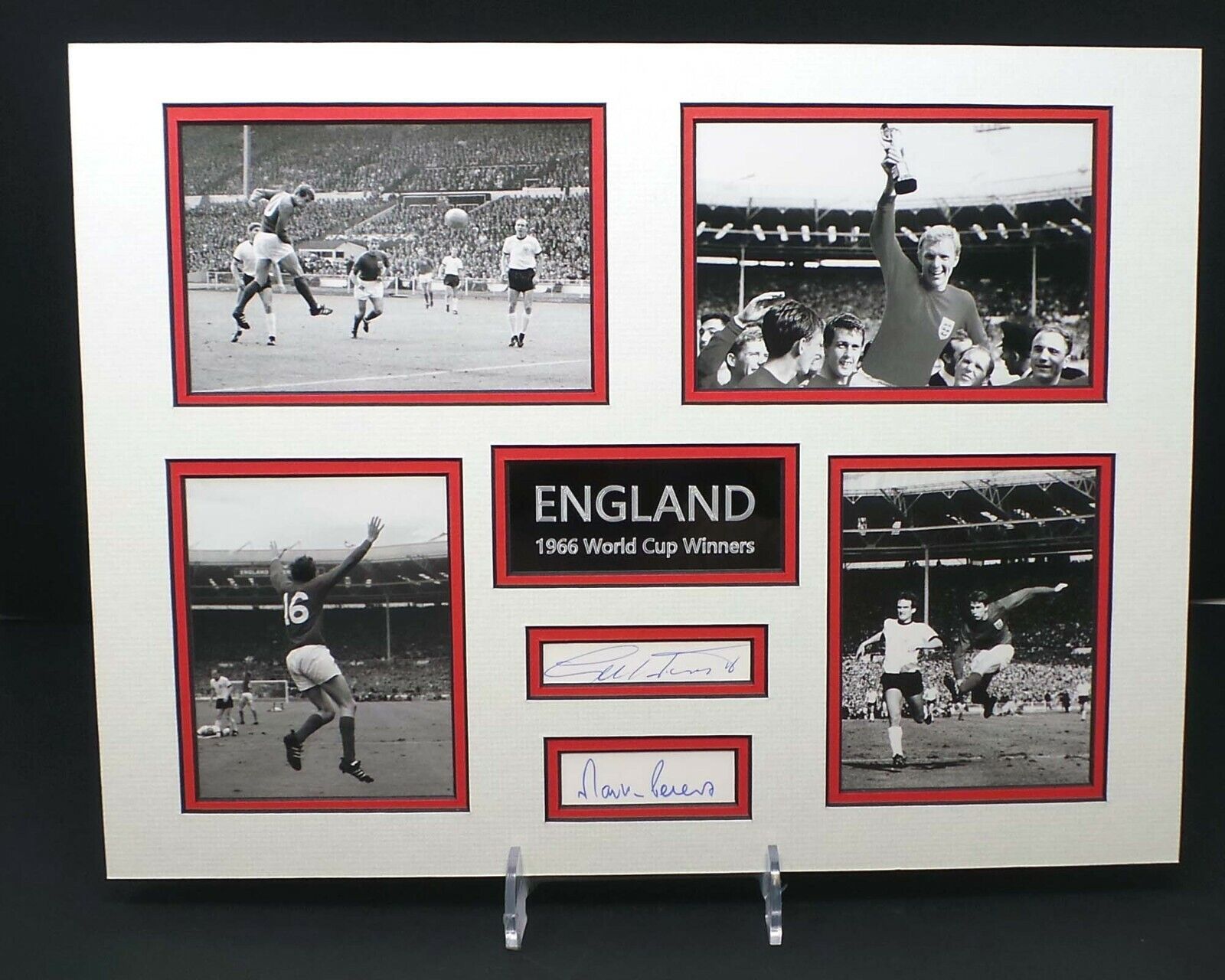 HURST & PETERS Signed & Mounted England 1966 Football Photo Poster painting Display AFTAL RD COA