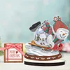 Diamond Painting Wooden Christmas Snowman Desktop Ornament