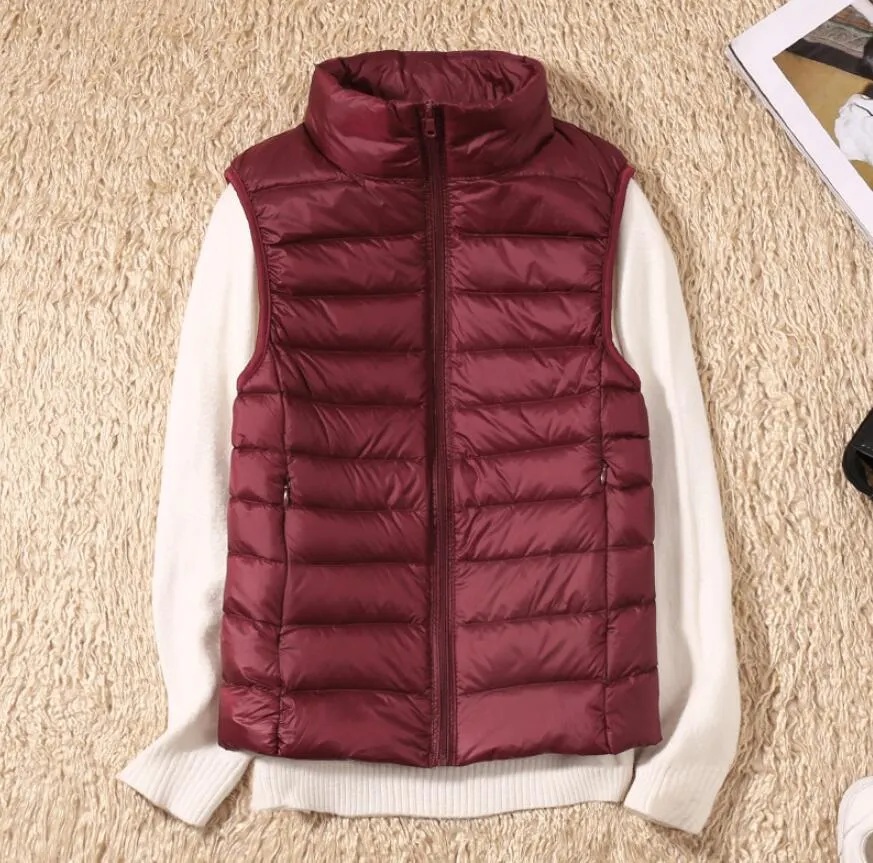 Ultra Light White Duck Down Women Vest short Jacket Autumn winter New Sleeveless Slim Portable Down Vest Coat Female Waistcoat