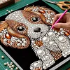 uk.everydayedeals DIY Pearl Painting With Frame - Handmade Self-Adhesive Pearls - Puppy(30*30cm)