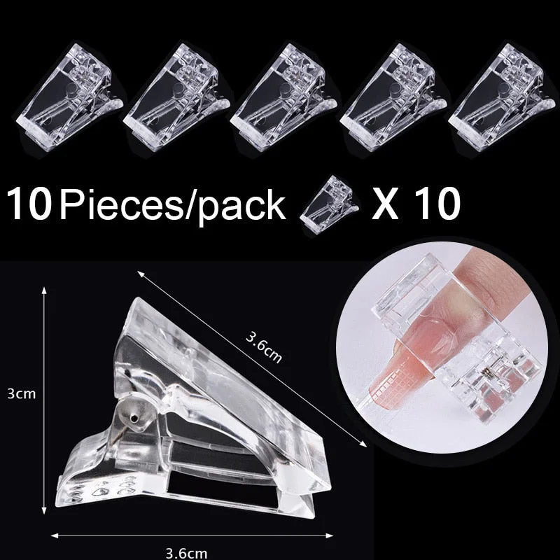 5Pcs/lot Nail Tips Clips Transparent Poly Nails Gel Quick Building Nail Tips Clips FingerNails Extended Mold Nail Clips Manicure