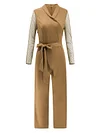 Solid Color Split-Joint  Long Sleeve Jumpsuits