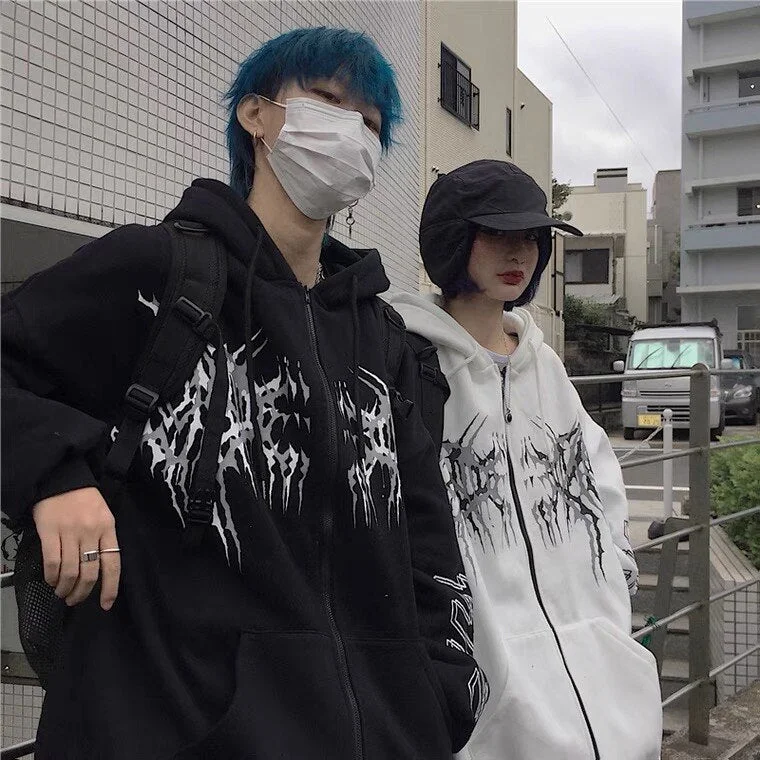 Billlnai Y2k Women Hoodies Oversize 2023 Zip Up Sweatshirt Angel Fairy Womens Hip Hop Streetwear Harajuku Autumn Long Sleeve Loose Coat
