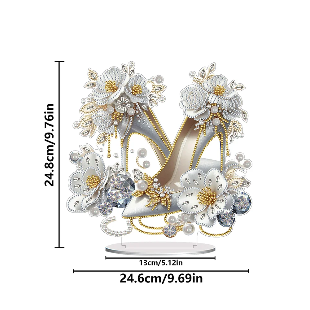 5D DIY Acrylic Special Shape Elegant High Heels Rhinestones Desktop Ornaments 