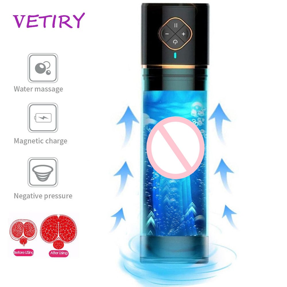 Enlargement Vacuum Pump Water Bath Masturbation Cup Penis Delay Trainer With Spa