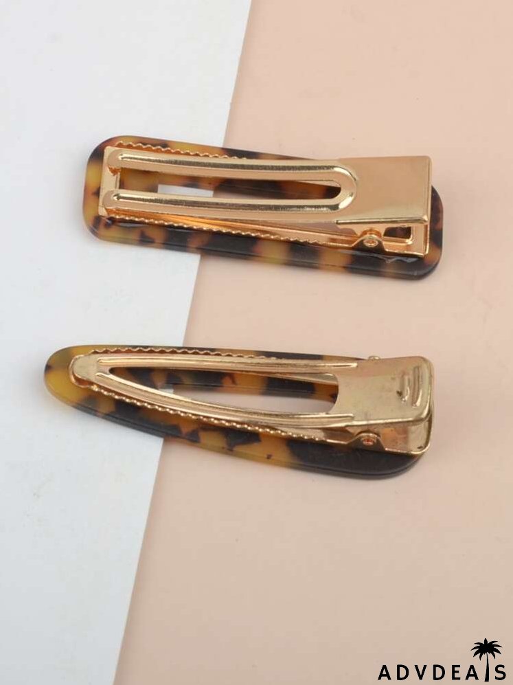 2pcs Tortoiseshell Pattern Hair Clip