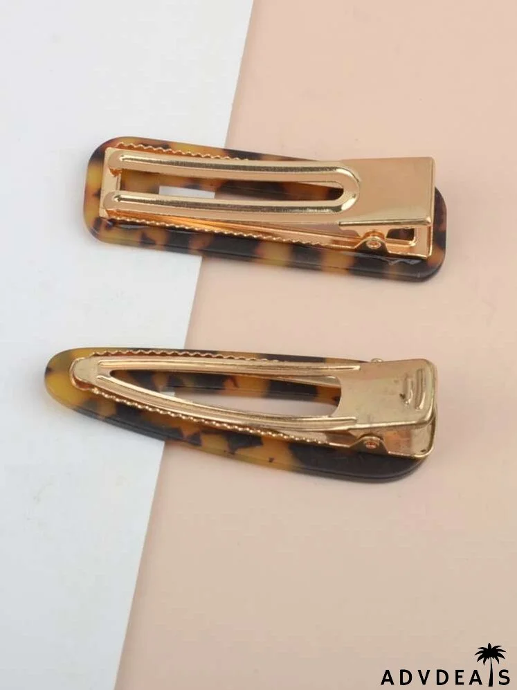 2pcs Tortoiseshell Pattern Hair Clip