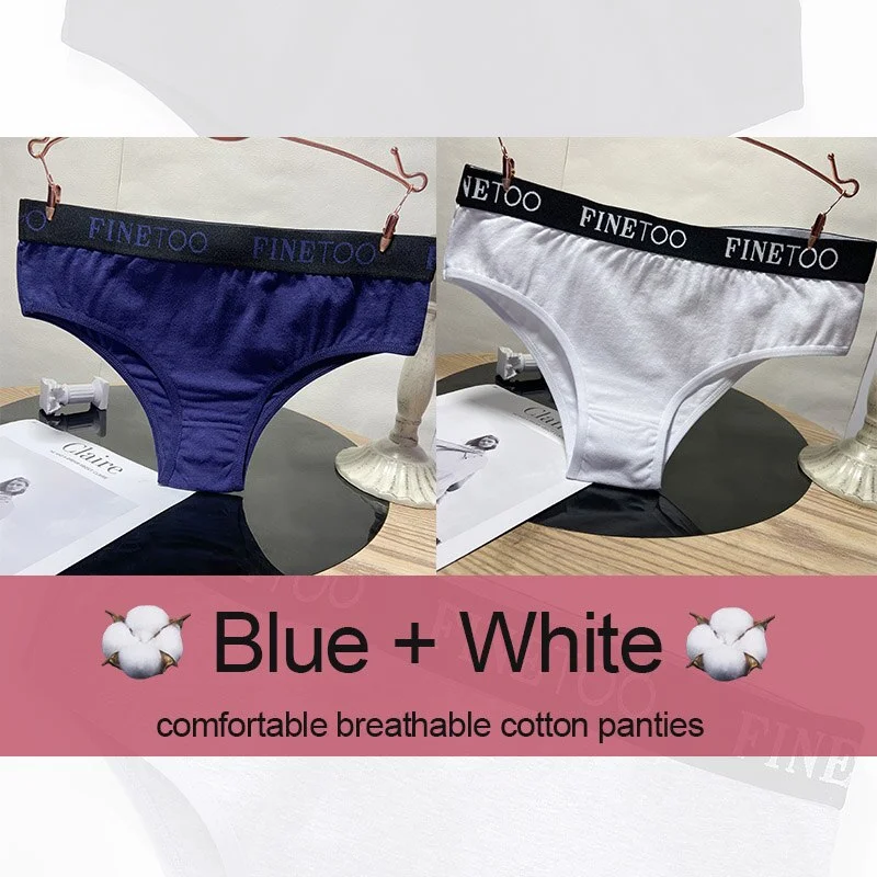 M-XXL Women's Panties Cotton Underwear Sexy Lingerie Panties Female Underpants Briefs Intimates Finetoo Cotton Pantys 2PCS/Set